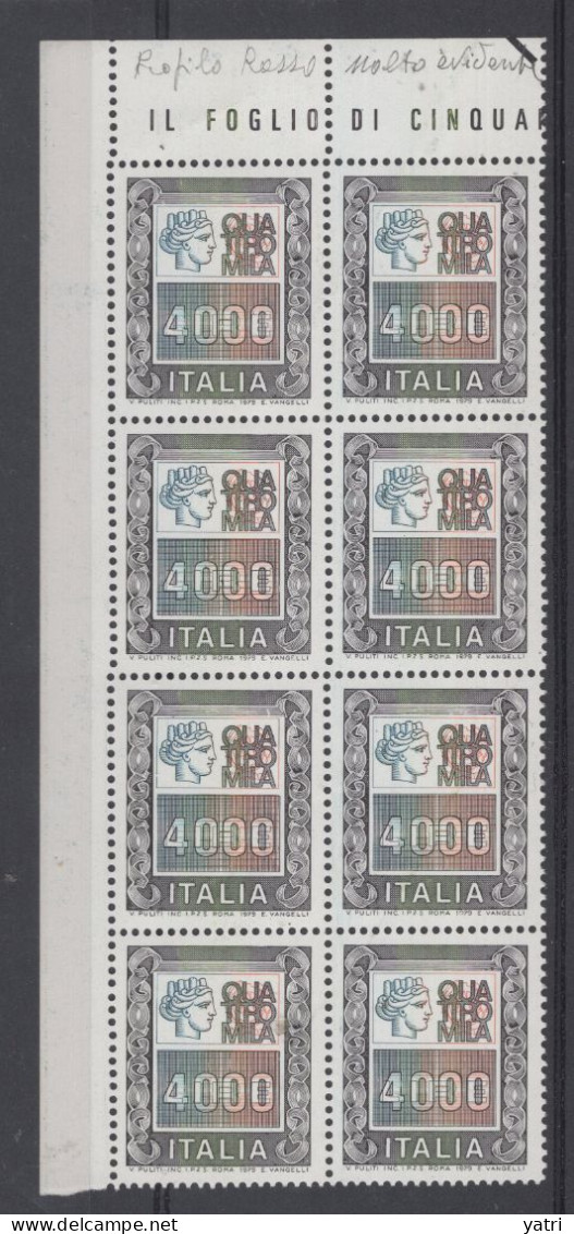 Italia (1978) - Alti Valori - 4.000 Lire In Blocco Di 8 ** - 1971-80:  Nuovi