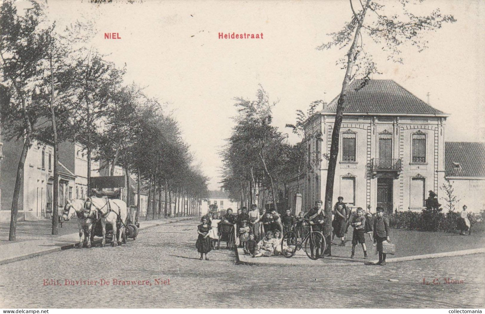 3 Oude Postkaarten NIEL  Heidesraat Paardenkar  1908 Trueelplaats 1909 De Rupel 1908 Uitg. Nels - Niel