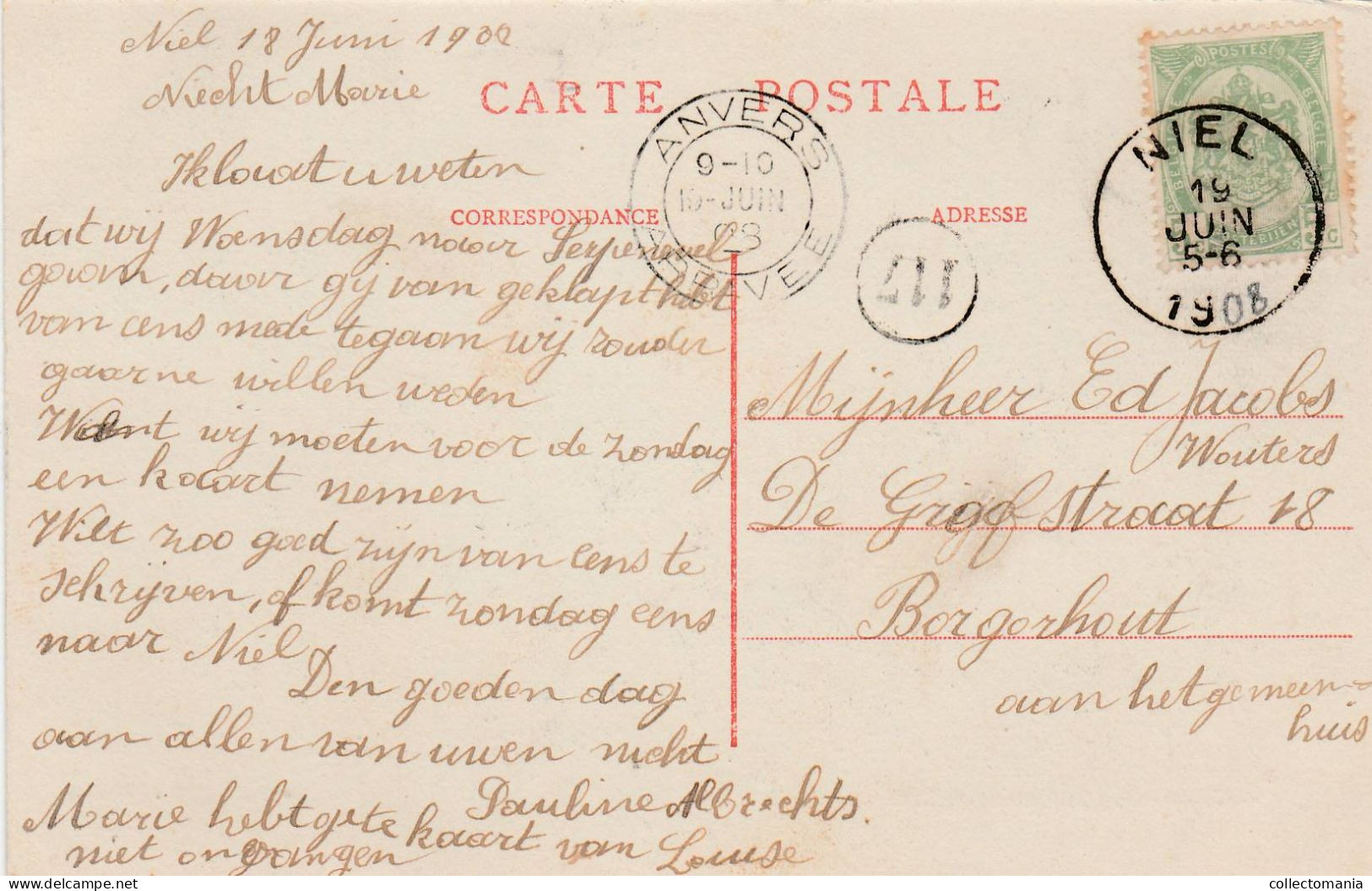 3 Oude Postkaarten NIEL  Heidesraat Paardenkar  1908 Trueelplaats 1909 De Rupel 1908 Uitg. Nels - Niel