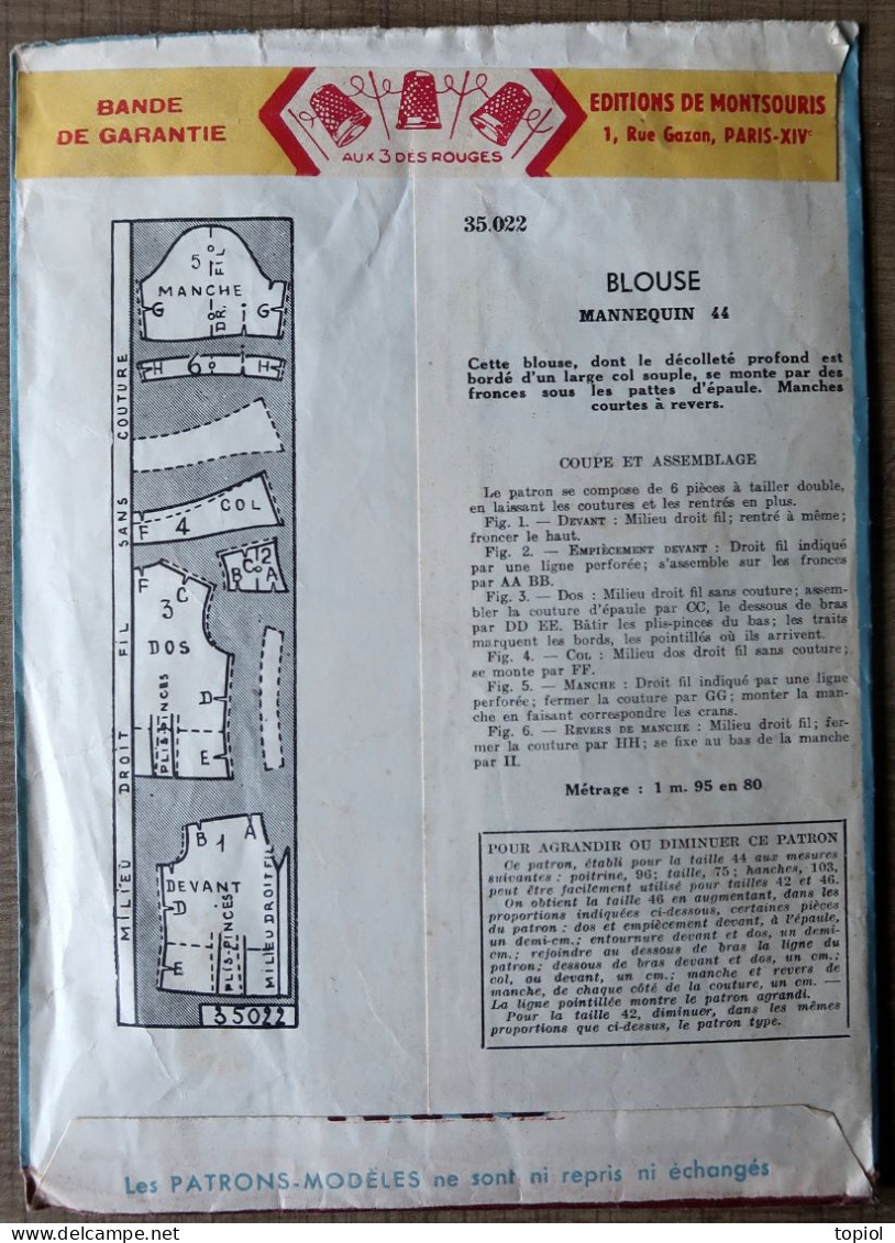 Ancien Patron Années 50 édité Par "Le Petit écho De La Mode" - Cartamodelli