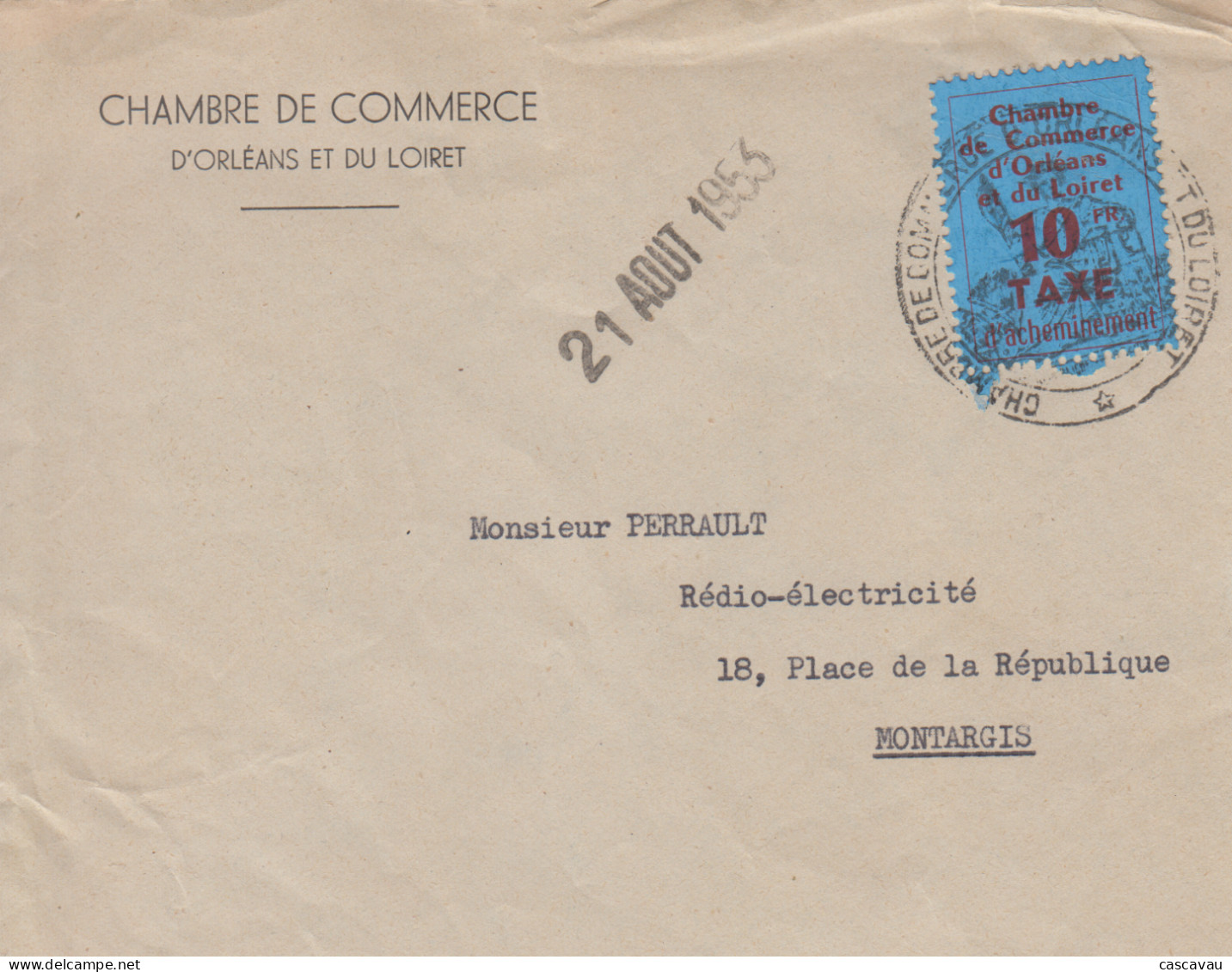 Enveloppe   FRANCE    Gréve   CHAMBRE  DE  COMMERCE  DU   LOIRET     ORLEANS    1953 - Documentos