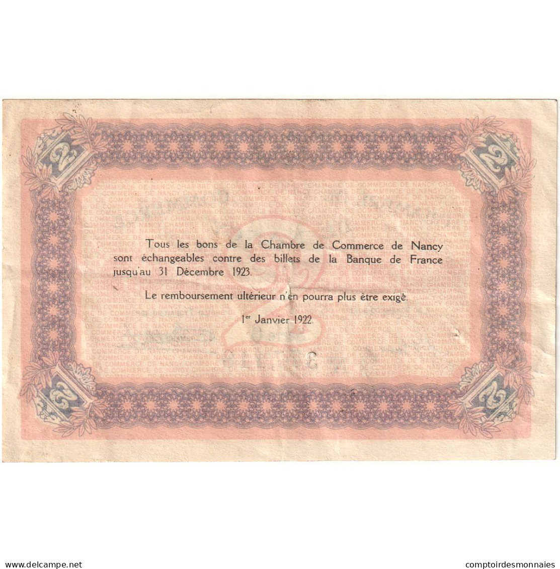 France, Nancy, 2 Francs, 1923, Chambre De Commerce, TTB, Pirot:87-25 - Chambre De Commerce