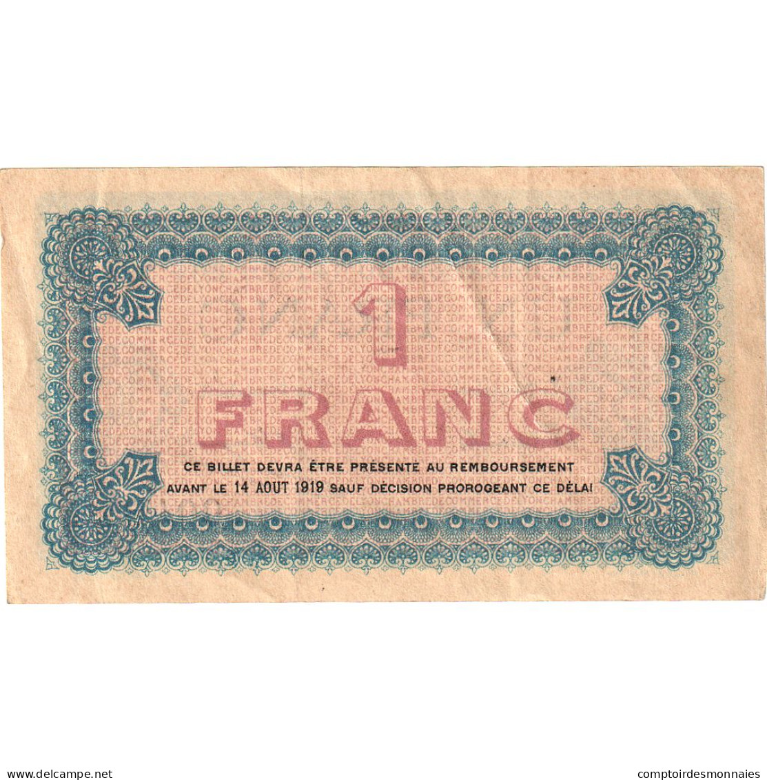 France, Lyon, 1 Franc, 1914, Chambre De Commerce, SUP, Pirot:77-1 - Chambre De Commerce