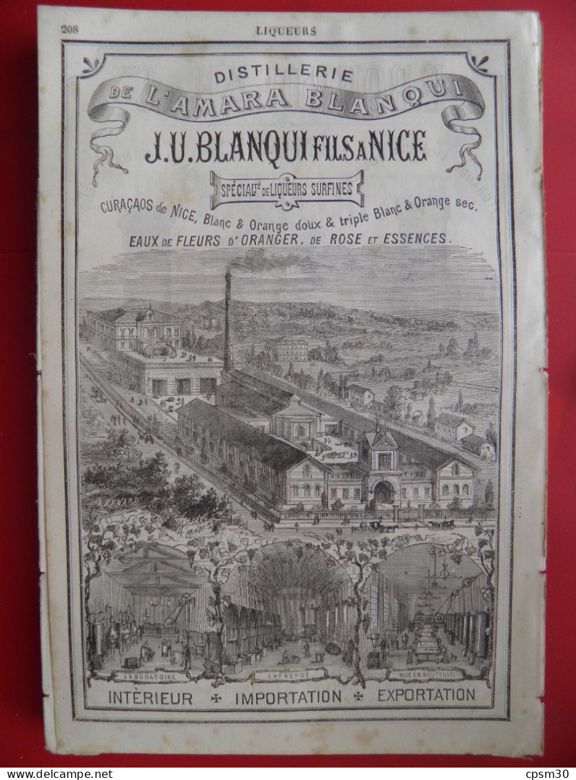 PUB 1884 - Distillerie J U Blanqui 06 Nice, Liqueur E Boudeau 87 Limoges - Publicités