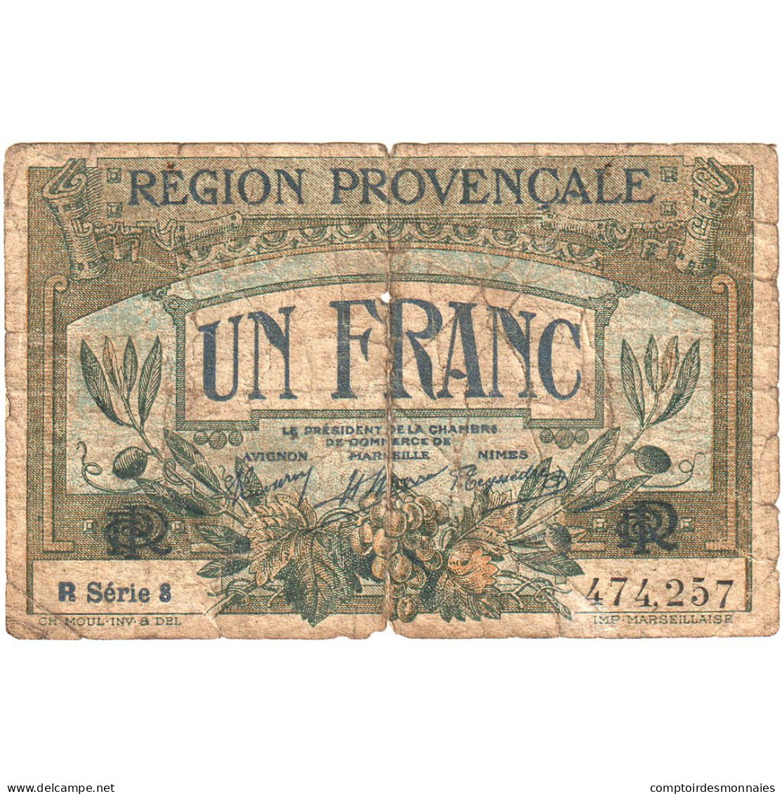 France, Région Provençale, 1 Franc, Chambre De Commerce / Région Provençale - Chambre De Commerce