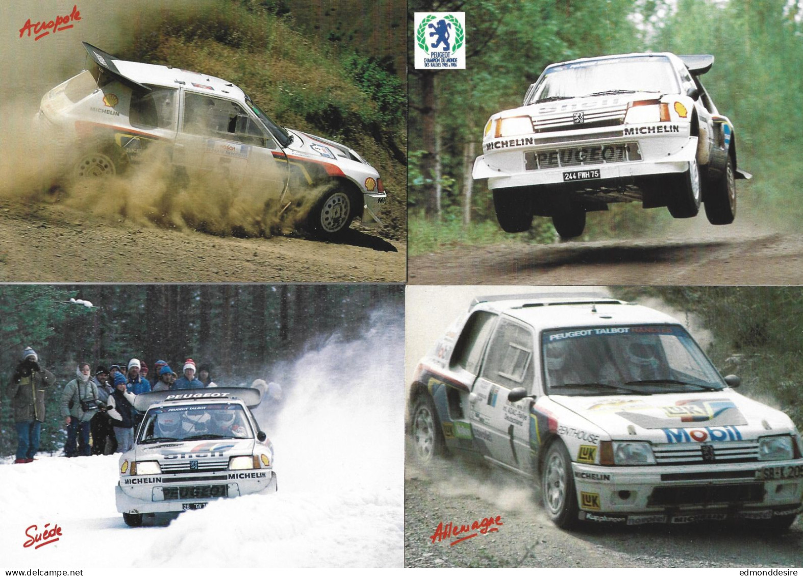 Peugeot 205 Turbo * Lot De 8 Cartes 1985-1986 - Rally Racing