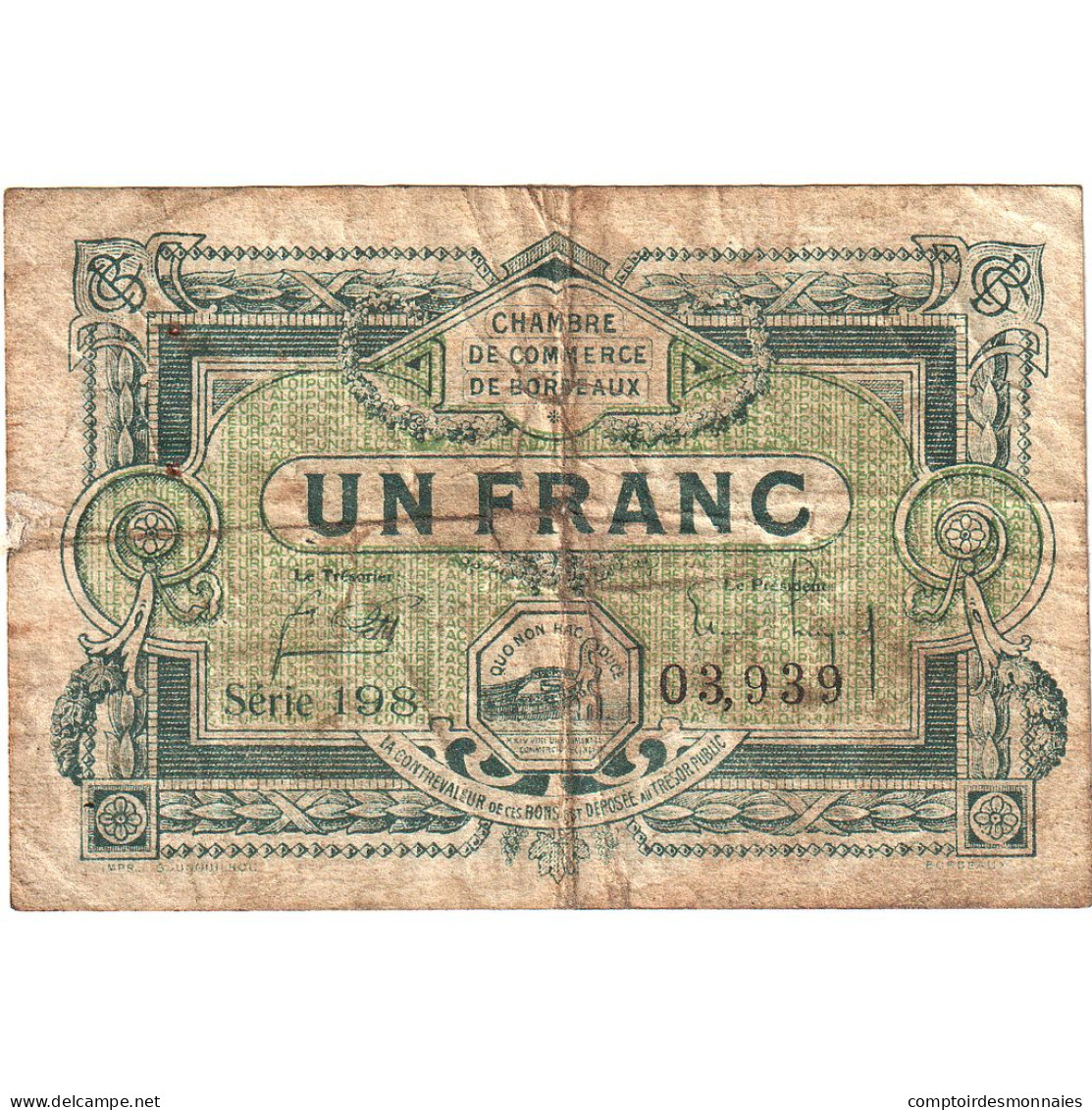 France, Bordeaux, 1 Franc, 1920, B+, Pirot:30-26 - Chambre De Commerce