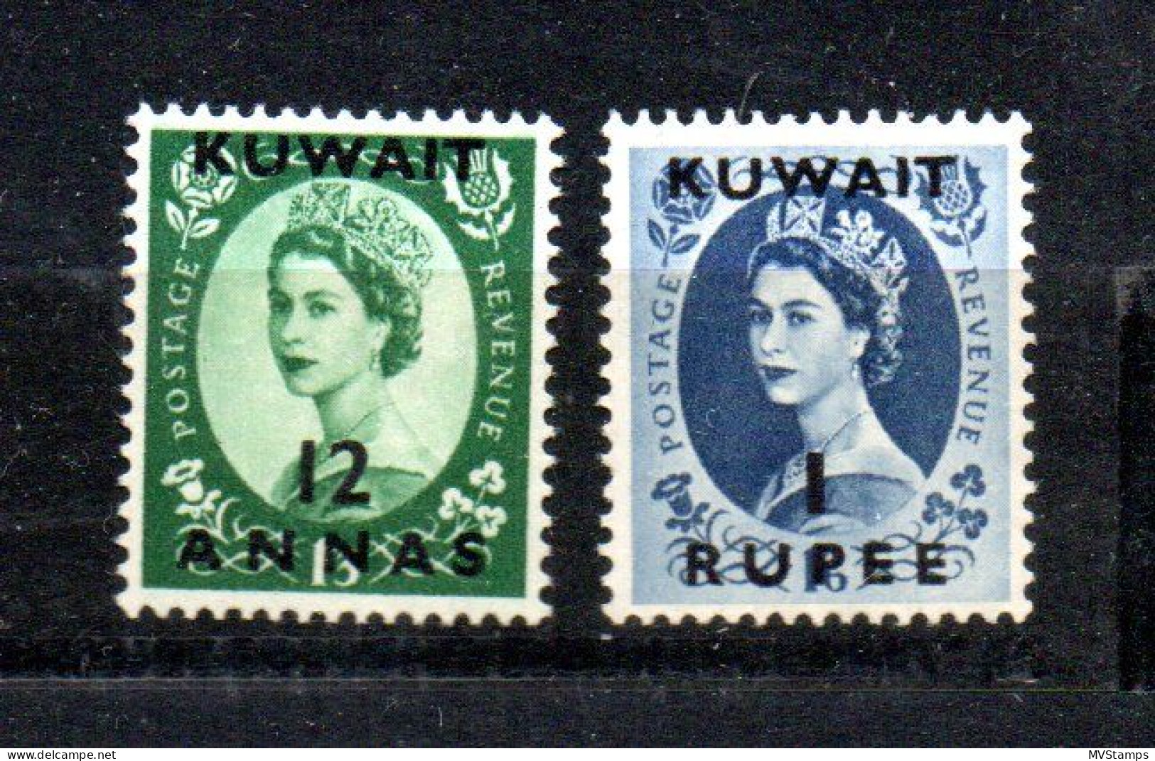 Kuwait 1952 Old Overprinted Def. Stamps (Michel 102/03) MLH - Kuwait