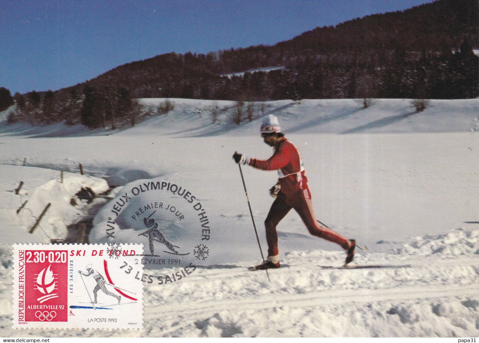 Ski De Fond - Passage De La Rivière  Avec Le Timbre - Pattinaggio Artistico