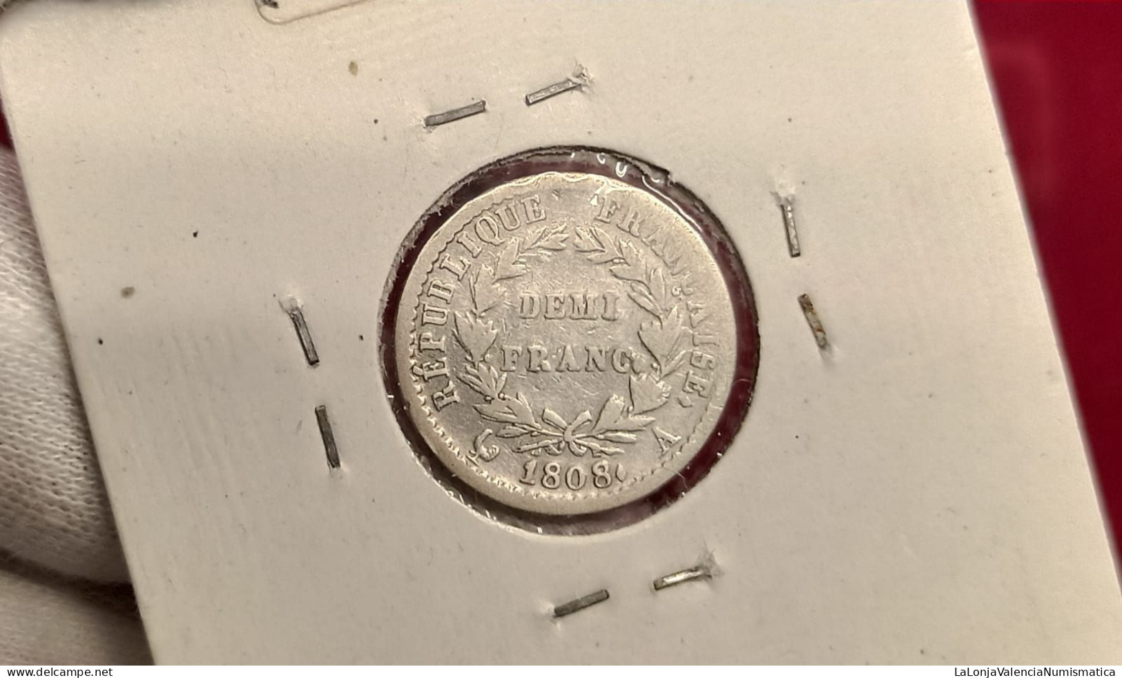 Francia France ½ Medio Franc 1808 A París Km 680 Plata - Otros & Sin Clasificación