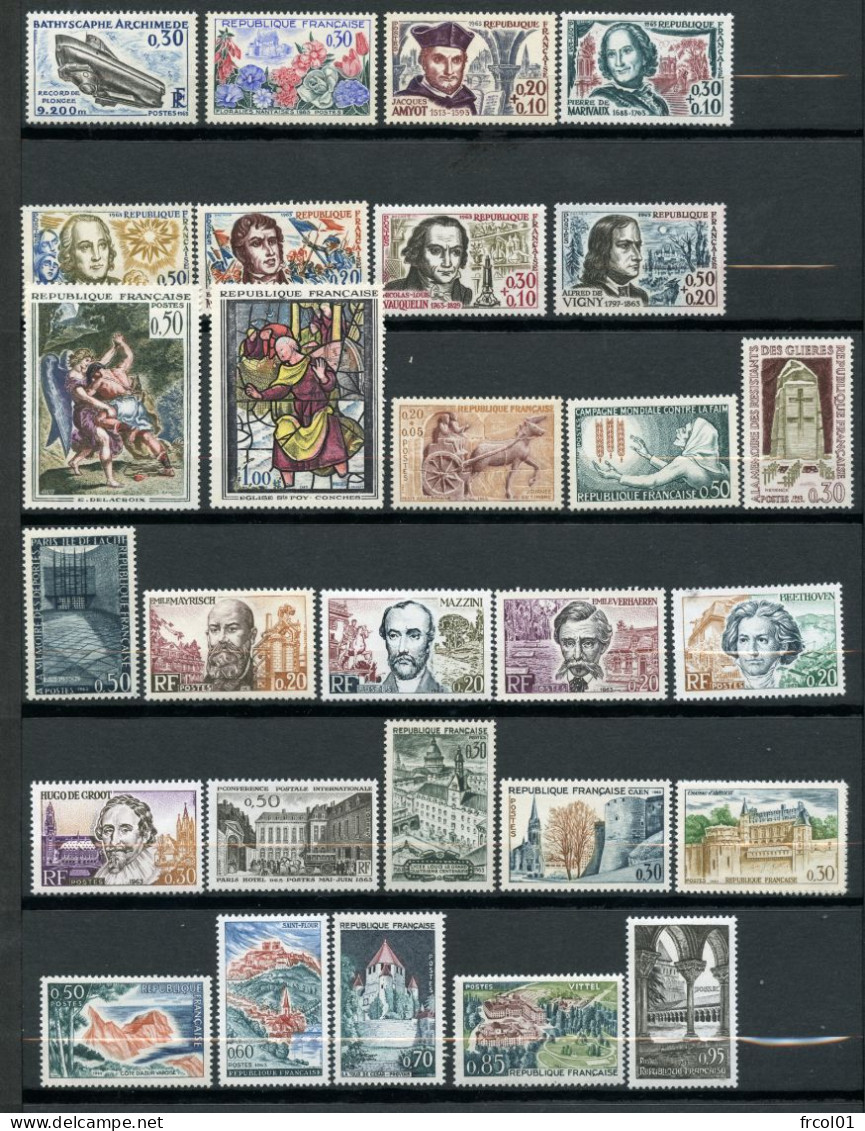 France, Yvert Année Complète 1963** Luxe, 1368/1403, 38 Timbres , MNH - 1960-1969