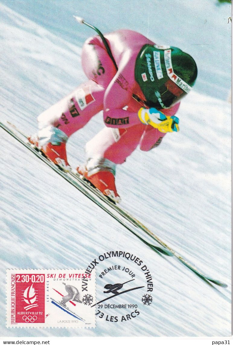 Skieur En Pleibe Vitesse   Avec Le Timbre  Jeux Olimpiques D'hver - Alberville - Patinage Artistique