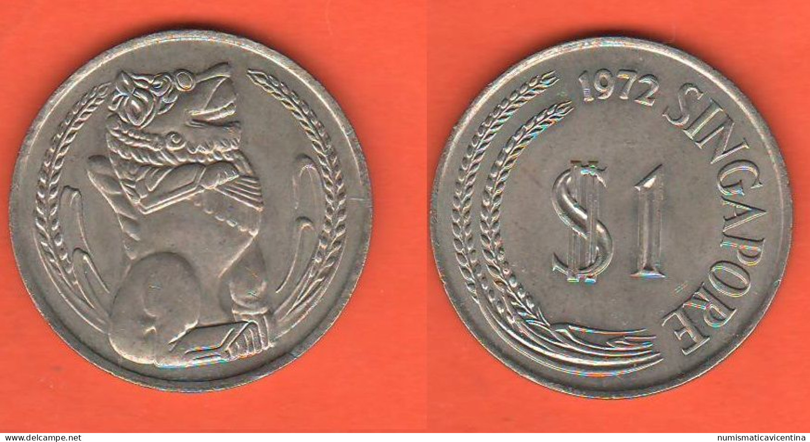 Singapore 1 $ Dollar 1972 Nickel  Coin         C 7 - Singapore