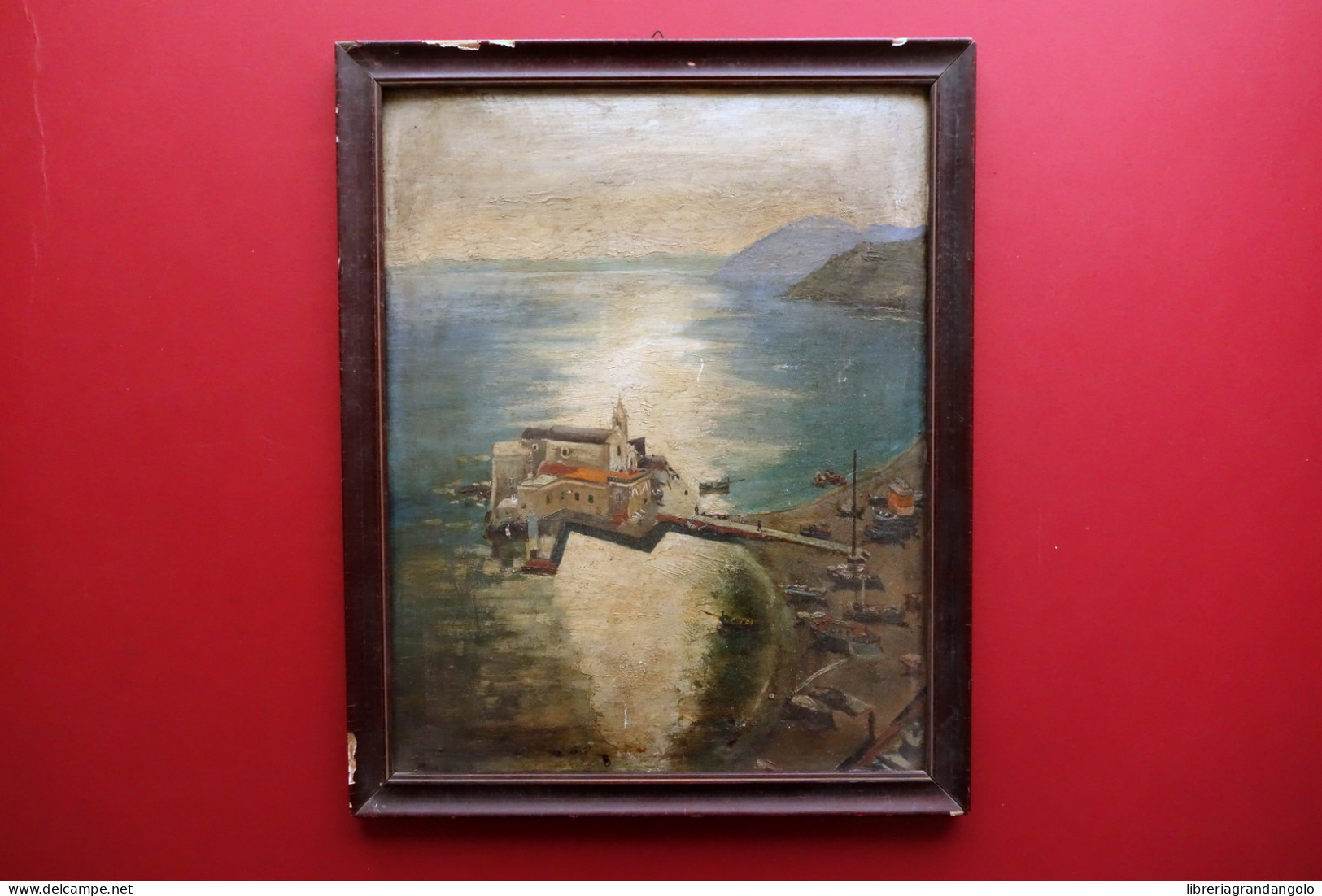 Dipinto A Olio Su Cartone Lipari Porto Anni '30 Circa Ugo Muratori Giro - Huiles