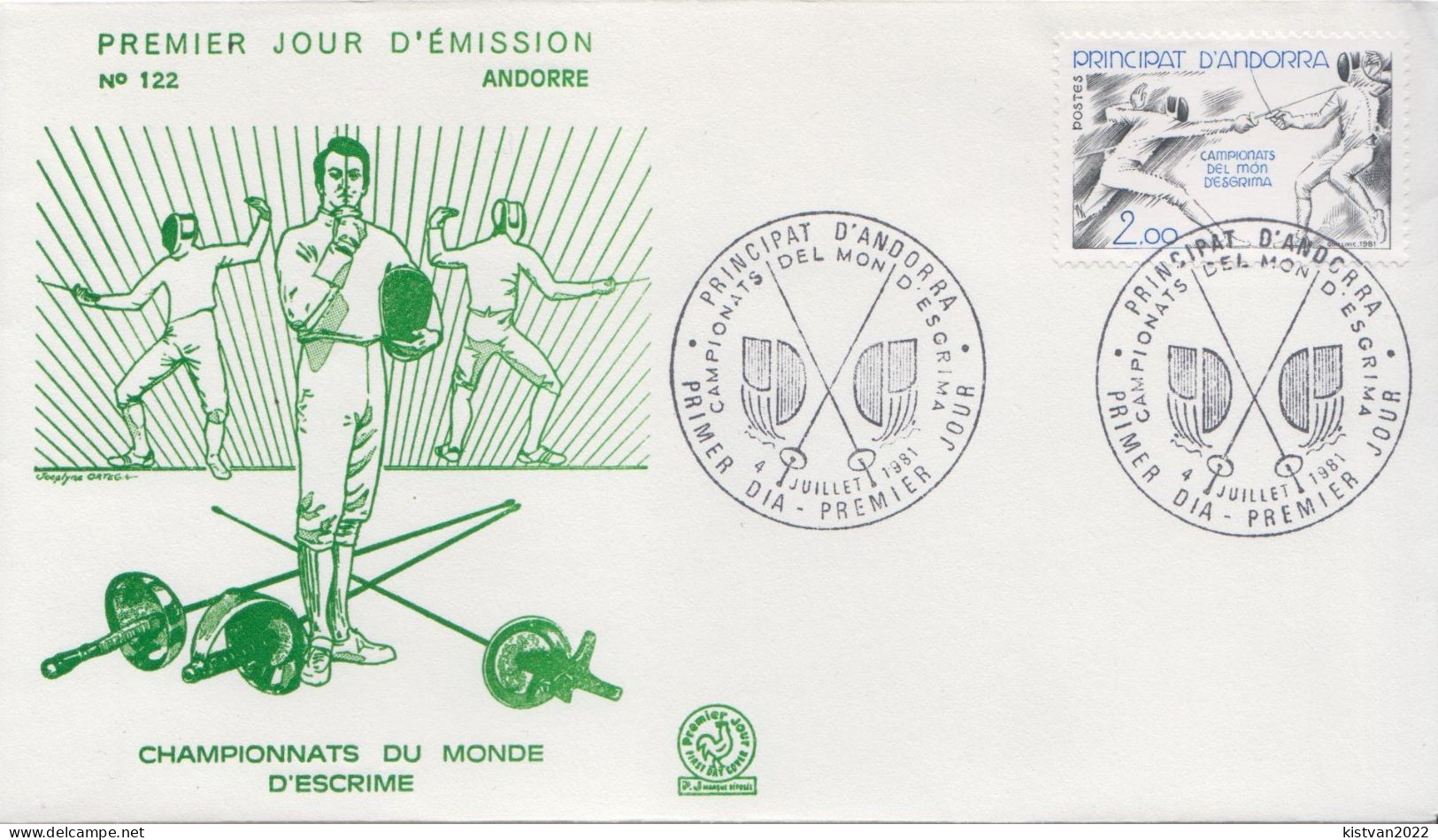 Andorra Stamp On FDC - Fechten