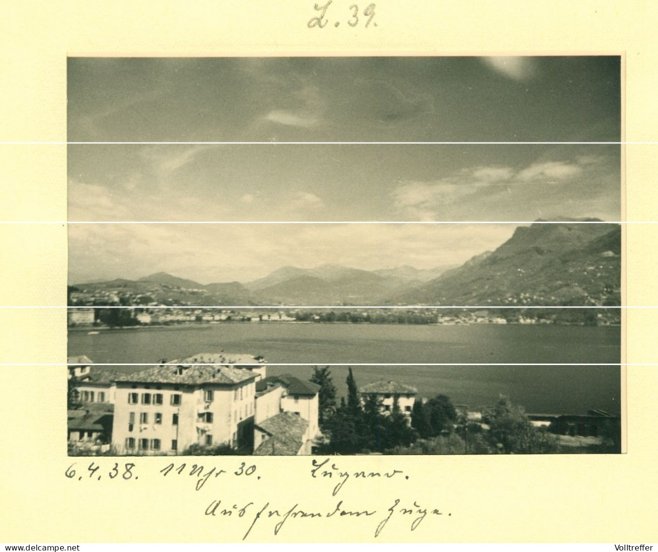 2x Orig. Foto 1938 Blick Auf Lugano Lügàn Kanton Tessin Luganer See Aus Fahrendem Zug - Lugano