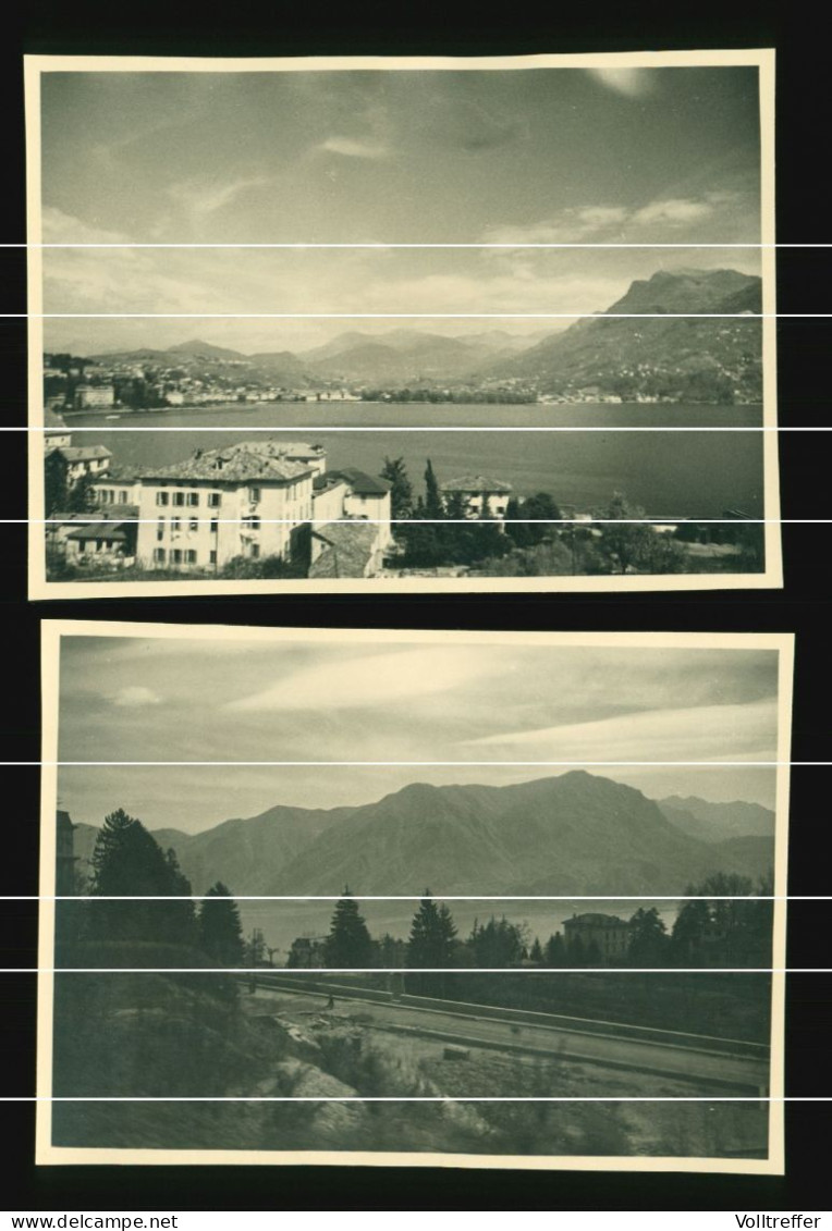 2x Orig. Foto 1938 Blick Auf Lugano Lügàn Kanton Tessin Luganer See Aus Fahrendem Zug - Lugano