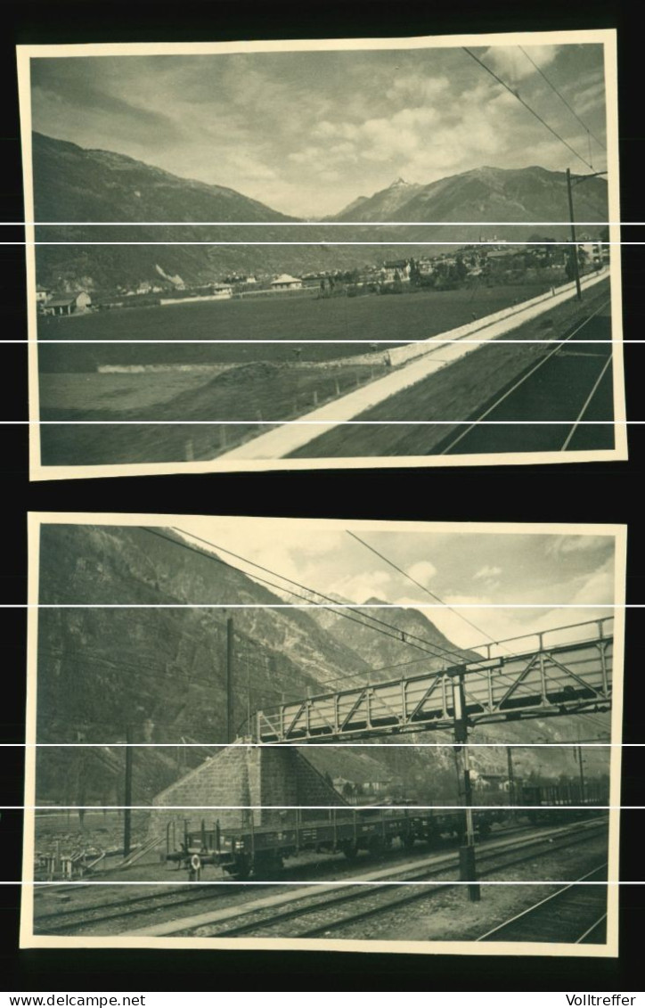 2x Orig. Foto 1938 Bellinzone Bellinzona Kanton Tessin  Aus Fahrendem Zug, Eisenbahn Schienen Ortspartie - Bellinzone