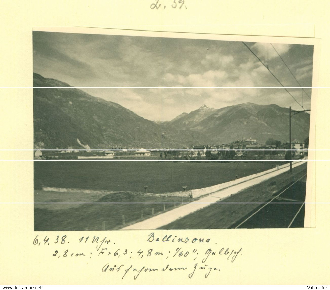 2x Orig. Foto 1938 Bellinzone Bellinzona Kanton Tessin  Aus Fahrendem Zug, Eisenbahn Schienen Ortspartie - Bellinzone