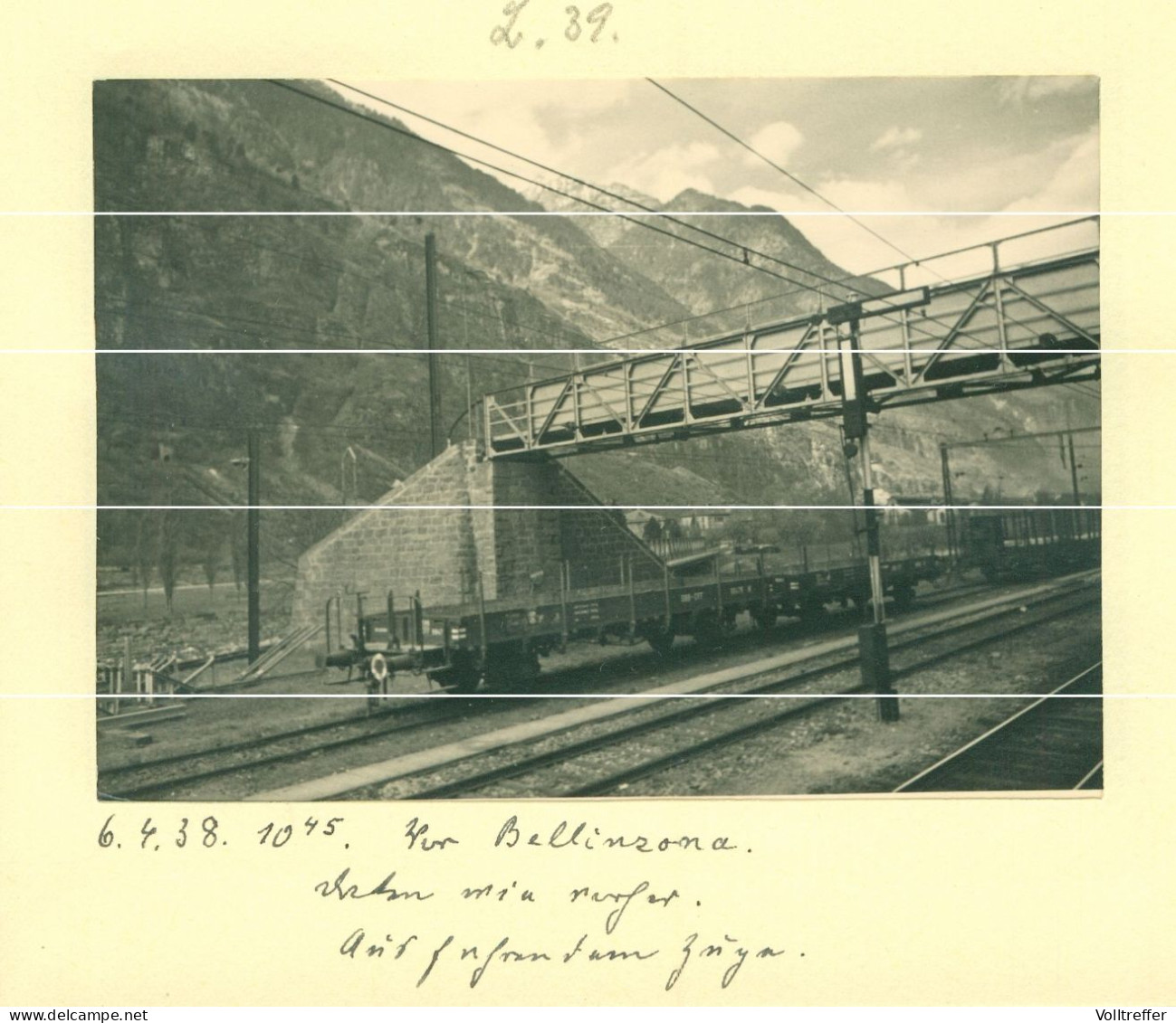 2x Orig. Foto 1938 Bellinzone Bellinzona Kanton Tessin  Aus Fahrendem Zug, Eisenbahn Schienen Ortspartie - Bellinzone