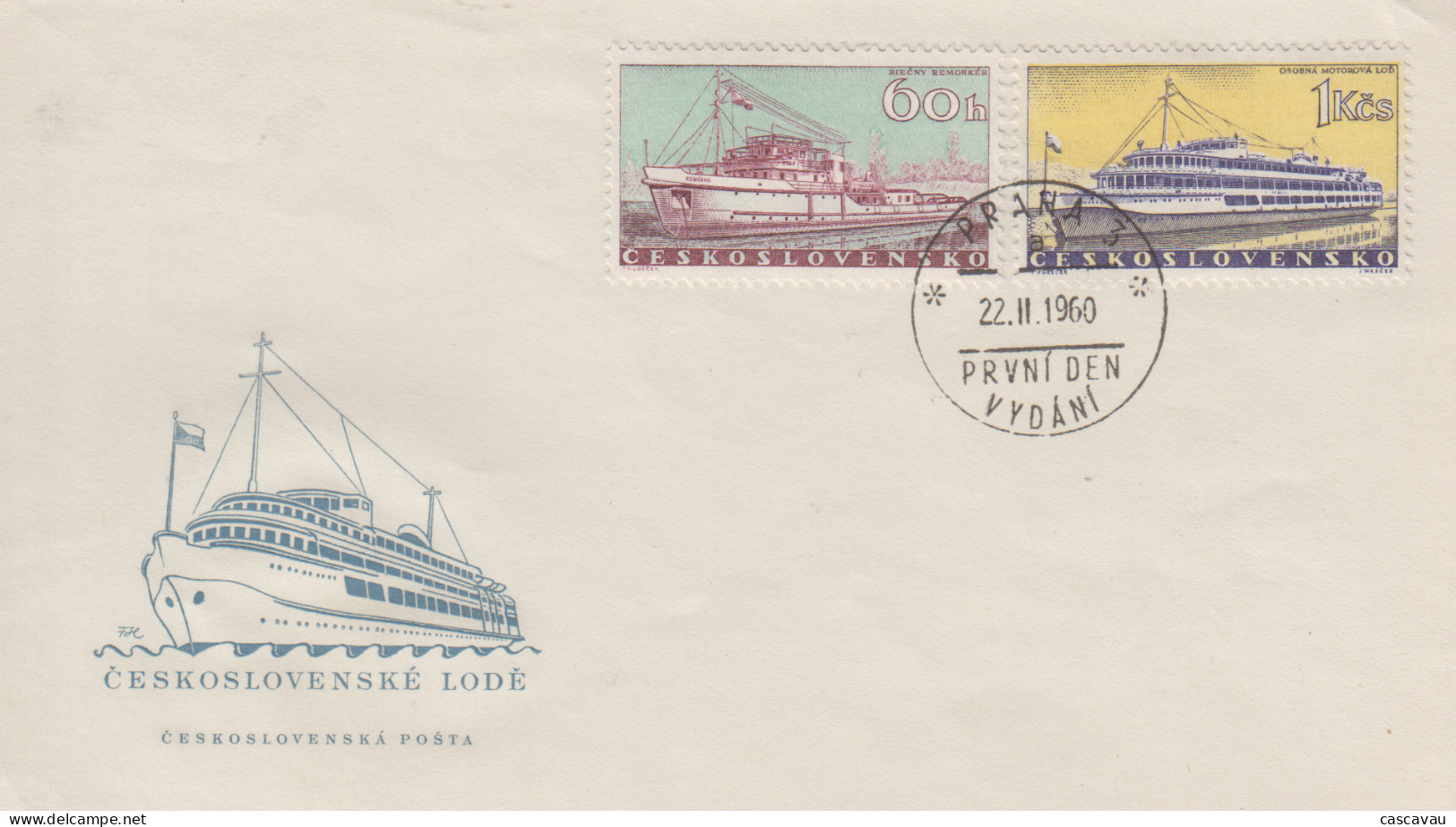 Enveloppe   FDC   1er  Jour   TCHECOSLOVAQUIE     Navires   1960 - FDC