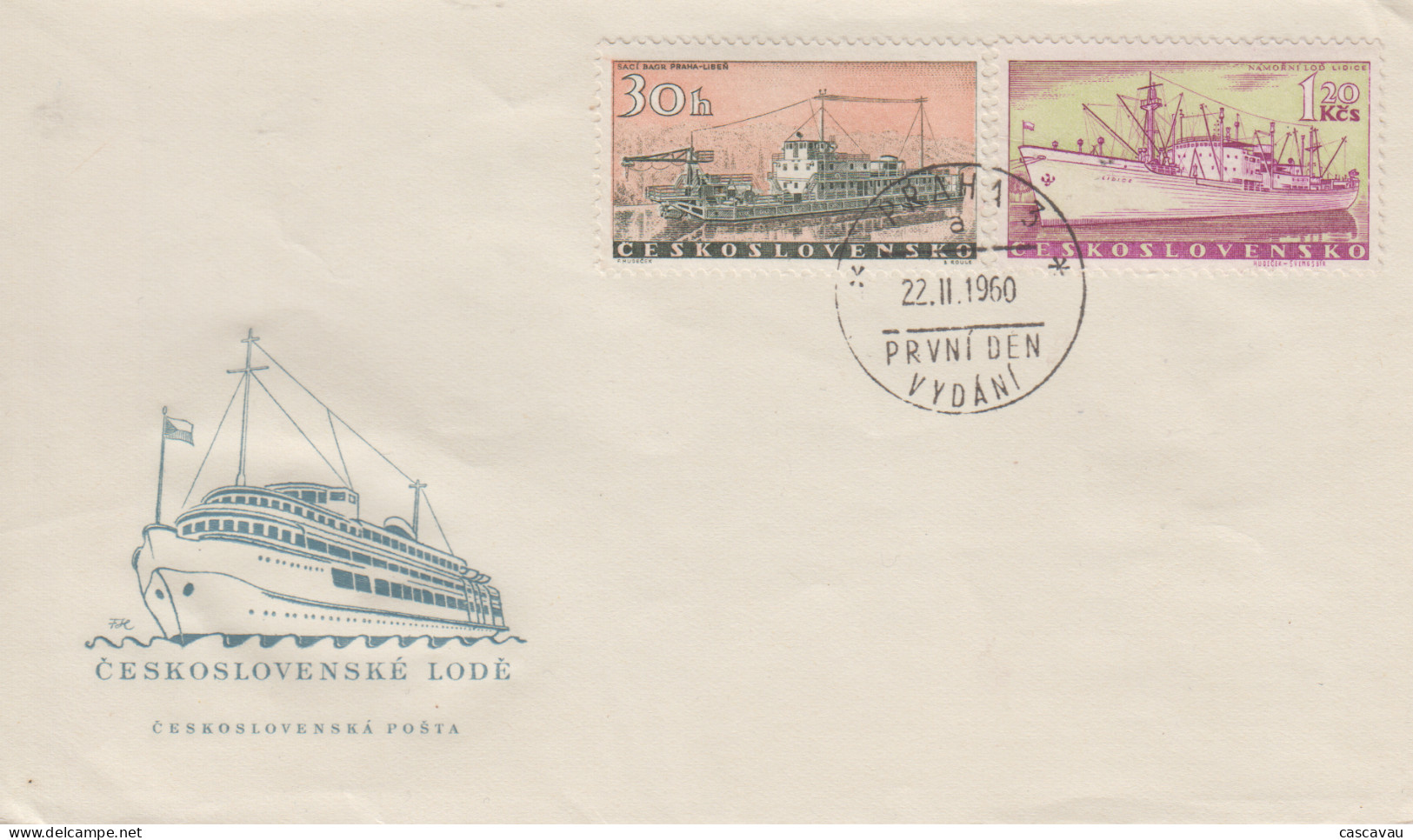 Enveloppe   FDC   1er  Jour   TCHECOSLOVAQUIE     Navires   1960 - FDC