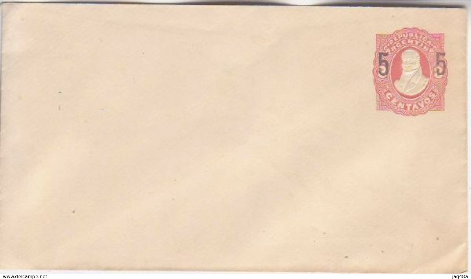 ARGENTINA. Vintage/unused Five-centavos PS Envelope/revalued. - Postal Stationery