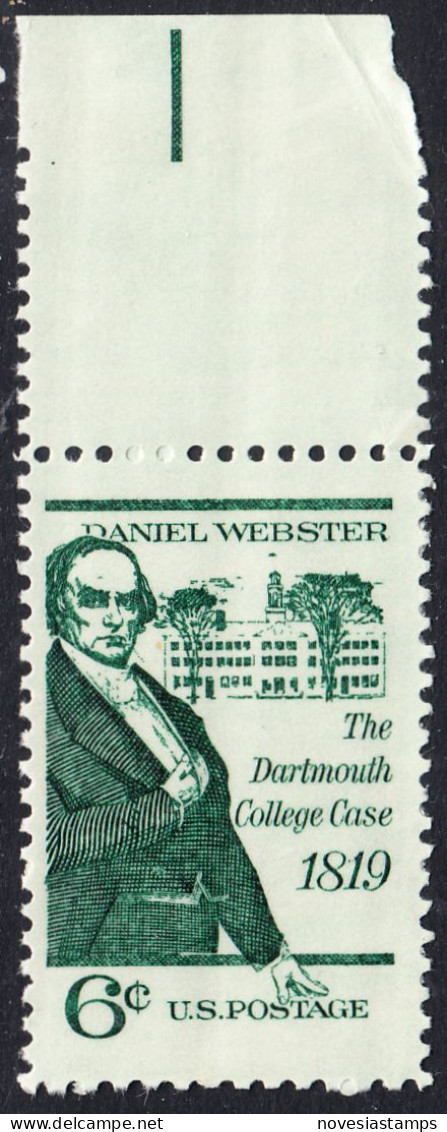 !a! USA Sc# 1380 MNH SINGLE W/ Top Margin - Darmouth College Case: Daniel Webster - Ongebruikt