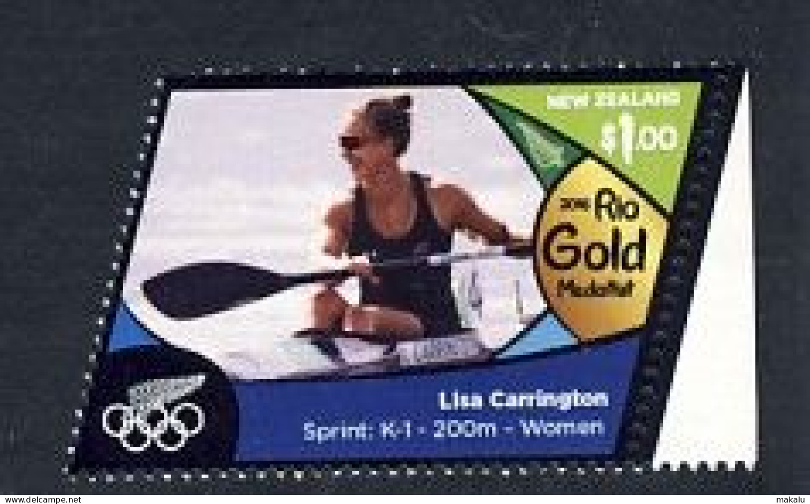 Nouvelle Zélande NZ Jeux Olympiques De Rio 2016 Kayak K1 200m Lisa Carrington Médaille D'or - Canoa