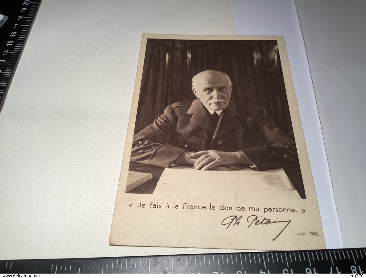 Je Fais à La France Le Don De Ma Personne" Philippe Pétain Vendu Au Profit Du Secours National Reproduction, Interdit - Partis Politiques & élections