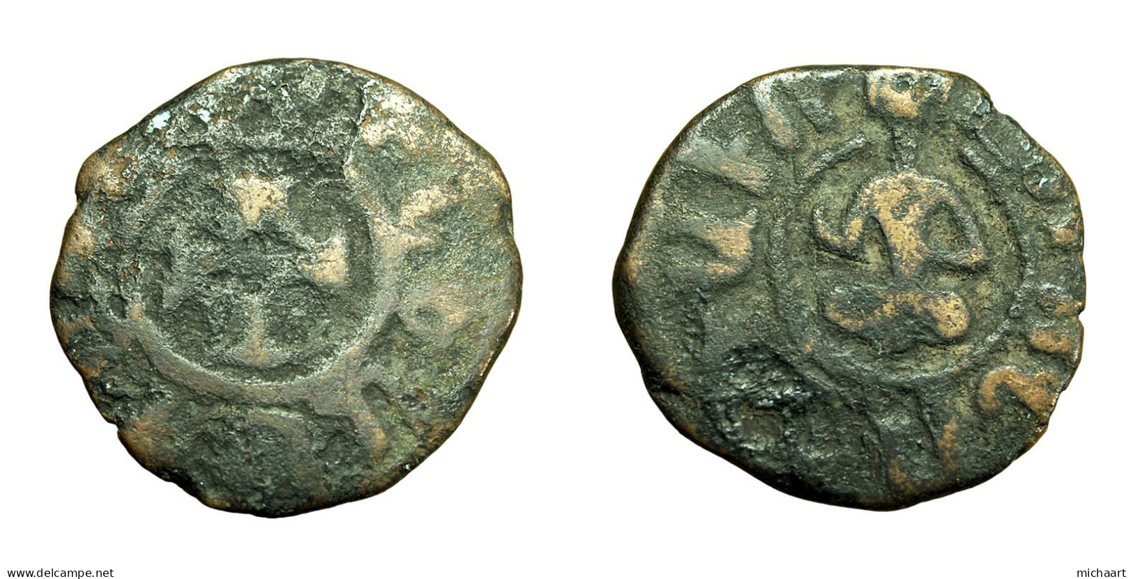 Cilician Armenia Medieval Coin Levon III 19mm King / Cross 04378 - Arménie