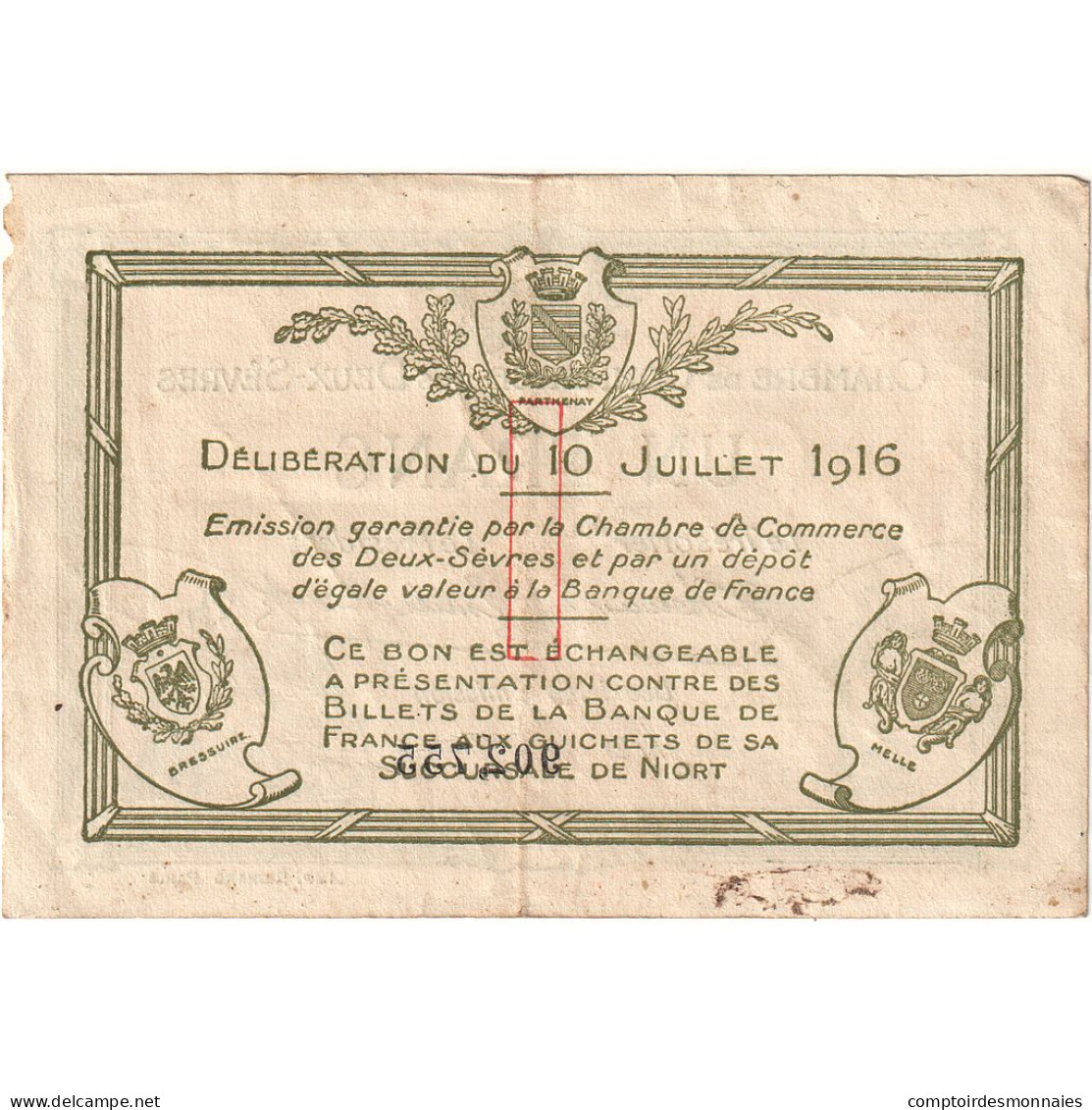 France, Niort, 1 Franc, 1916, TB, Pirot:93-8 - Handelskammer