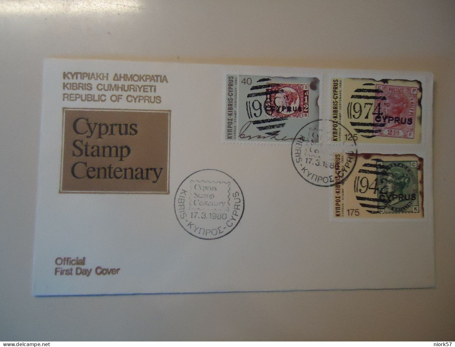 CYPRUS  FDC 1980  STAMPS CENTENARY - Briefe U. Dokumente