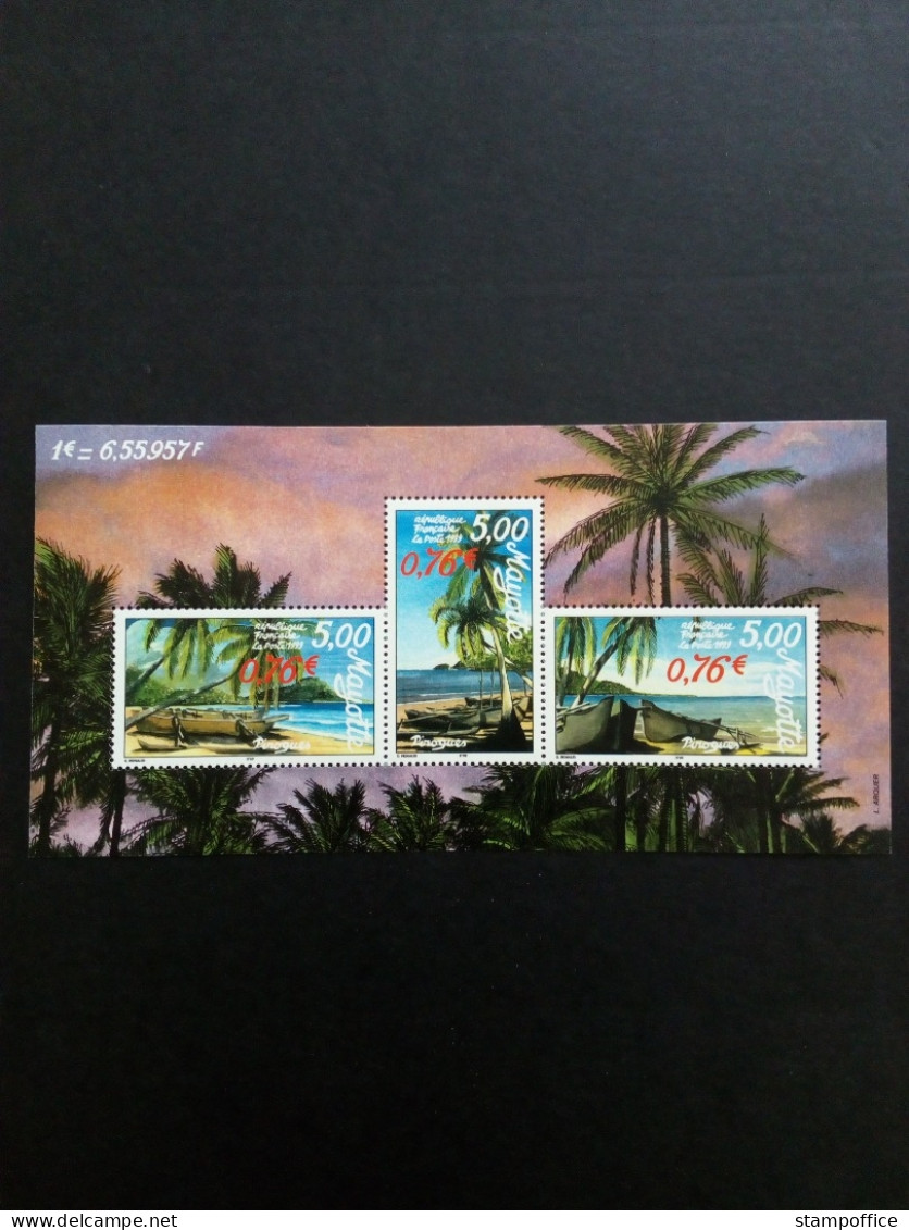 MAYOTTE BLOCK 2 POSTFRISCH(MINT) AUSLEGERBOOTE AM STRAND 1999 - Blocs-feuillets