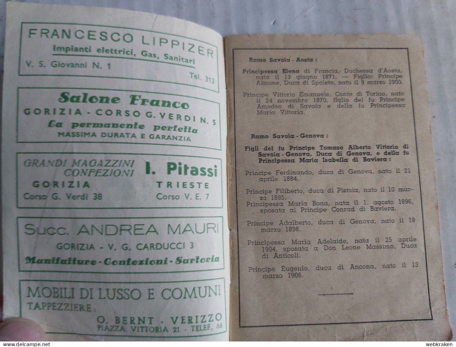 VADEMECUM AGENDINA CALENDARIETTO CALENDARIO 1943 CROCE VERDE GORIZIA - Petit Format : 1921-40