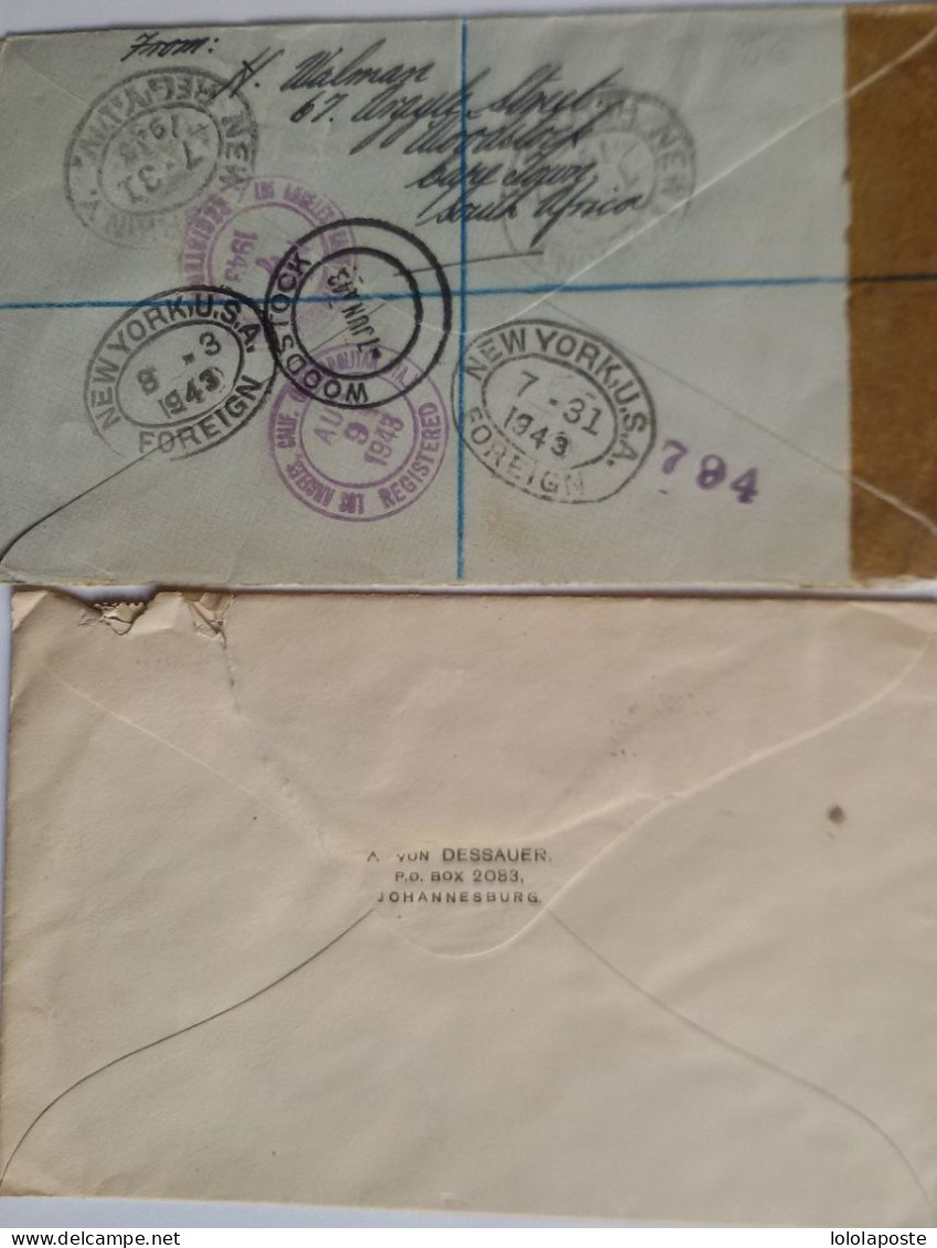 U.K. - AFRIQUE Du SUD - 1 Lettre Recommandée Contrôlée De Capetown Pour Les U.S.A. Et Une Pour L'Allemagne -Voir Cachets - Covers & Documents