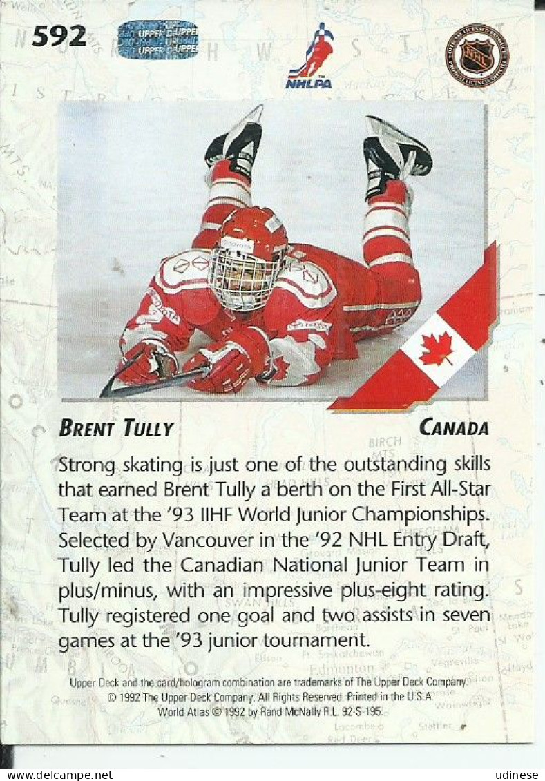 HOCKEY ON ICE - BRENT TULLY, PLAYER OF CANADA'S TEAM - Sonstige & Ohne Zuordnung