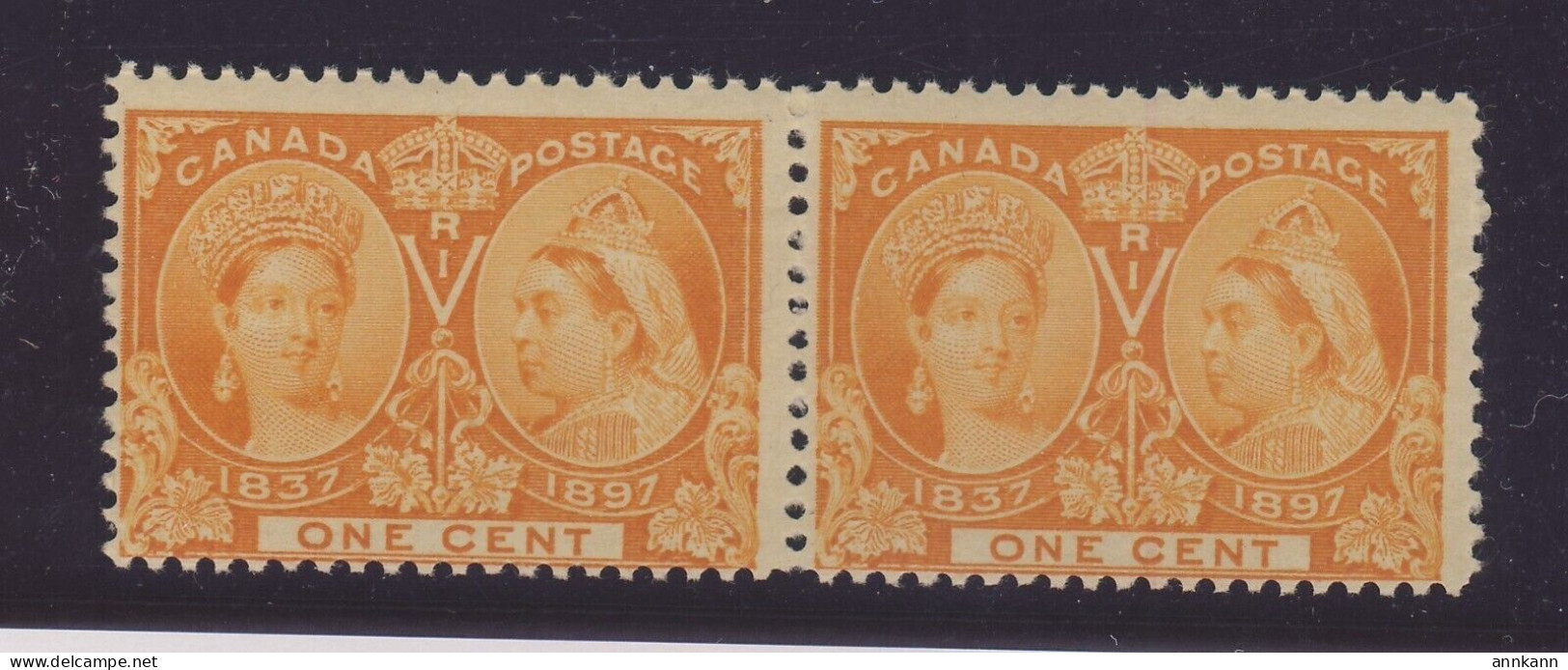 2x Canada Victoria Jubilee M Stamps: Pair #51-1c MNH Fine Guide Value = $40.00 - Nuevos