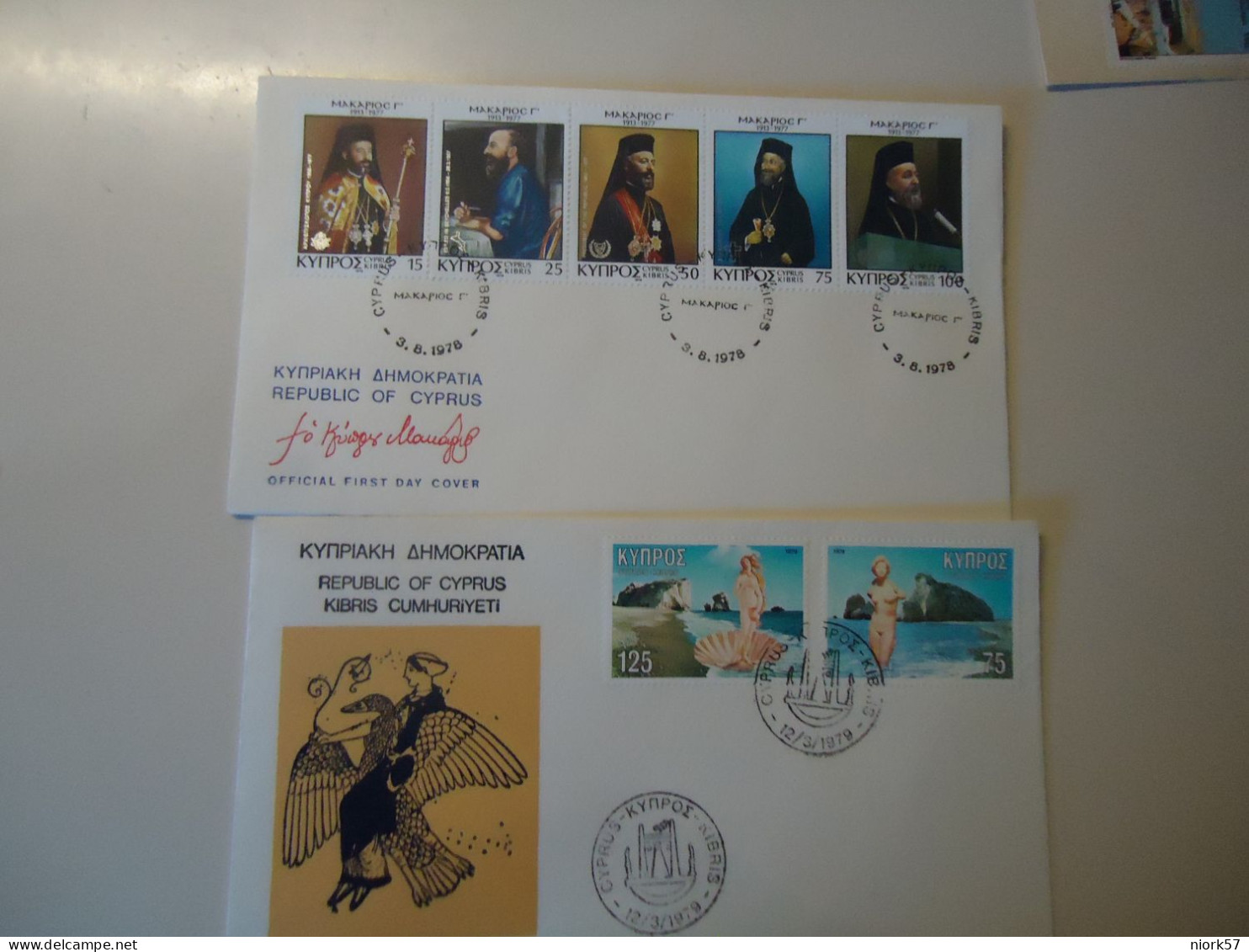 CYPRUS 2  FDC   AFRODITE  1979  MAKARIOS 1978 - Lettres & Documents