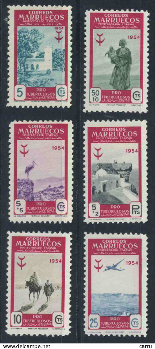 Marruecos Lote De Todas Las Series Pro Tuberculosos (1946-1954) - Marruecos Español