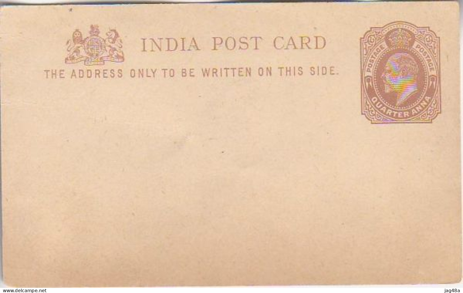 INDIA. Vintage/half-anna PS Card/unused. - 1911-35  George V