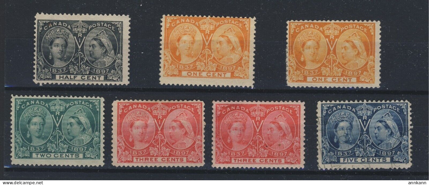 7x Canada Victoria Jubilee Stamps #50-1/2c 2x51 52 2x53 54-U Guide Value = $170.00 - Neufs