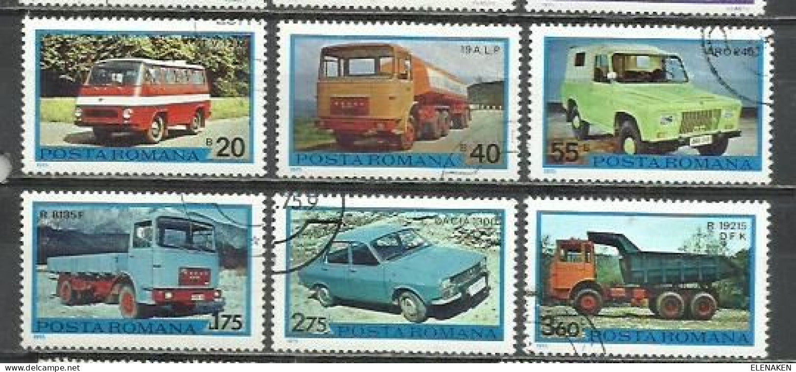 9026-SERIE COMPLETA RUMANÍA 1975 VEHICULOS 4 RUEDAS Nº 2928/2933 COCHES+ - Used Stamps