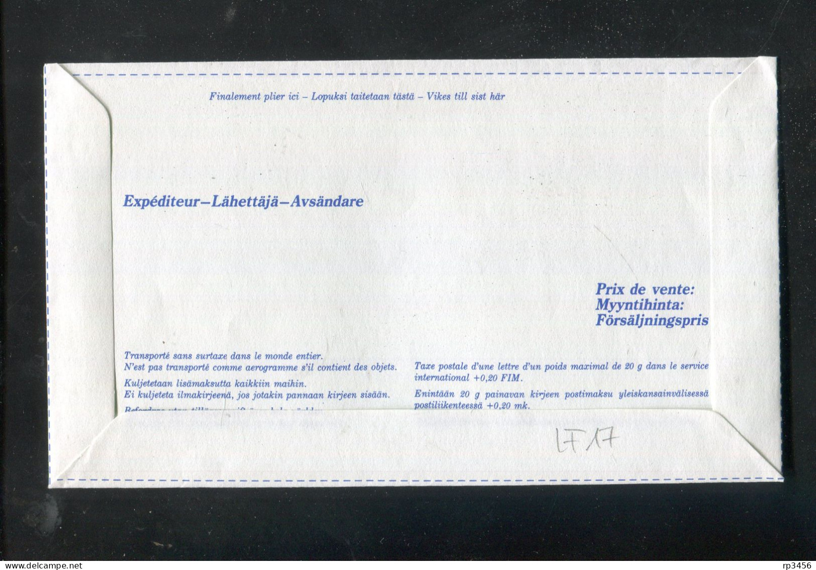 "FINNLAND" 1986, Luftpostfaltbrief Mi. LF 17 ** (R0004) - Ganzsachen