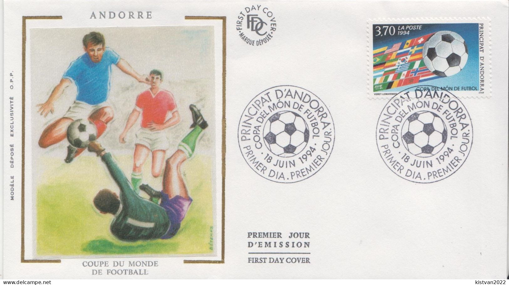 Andorra Stamp On Silk FDC - 1994 – Verenigde Staten