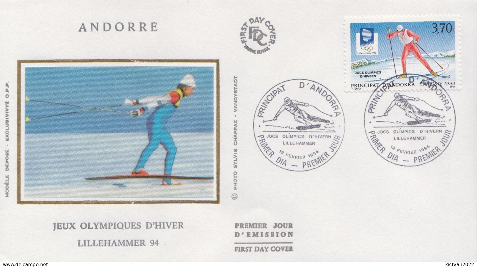 Andorra Stamp On Silk FDC - Winter 1994: Lillehammer