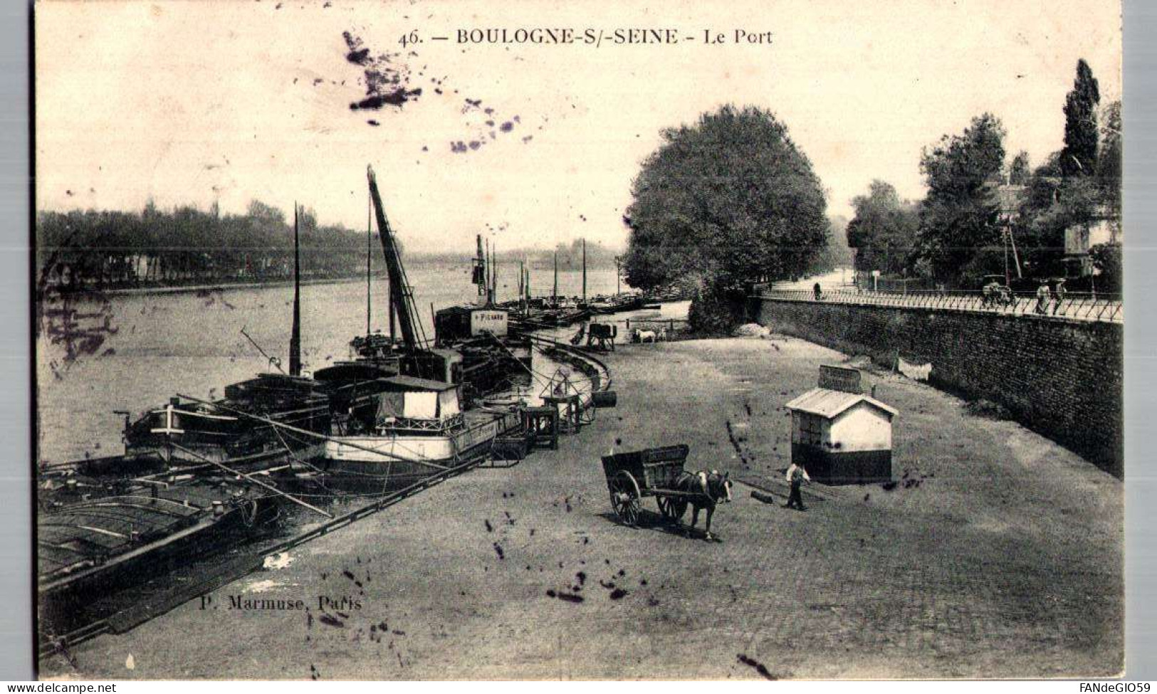 BOULOGNE SUR SEINE - Hauts De Seine - Le Port - Débarquement De Péniche Avec Attelages- Belle A/ 52///  CP TTBE  LIQUIDE - Boulogne Billancourt