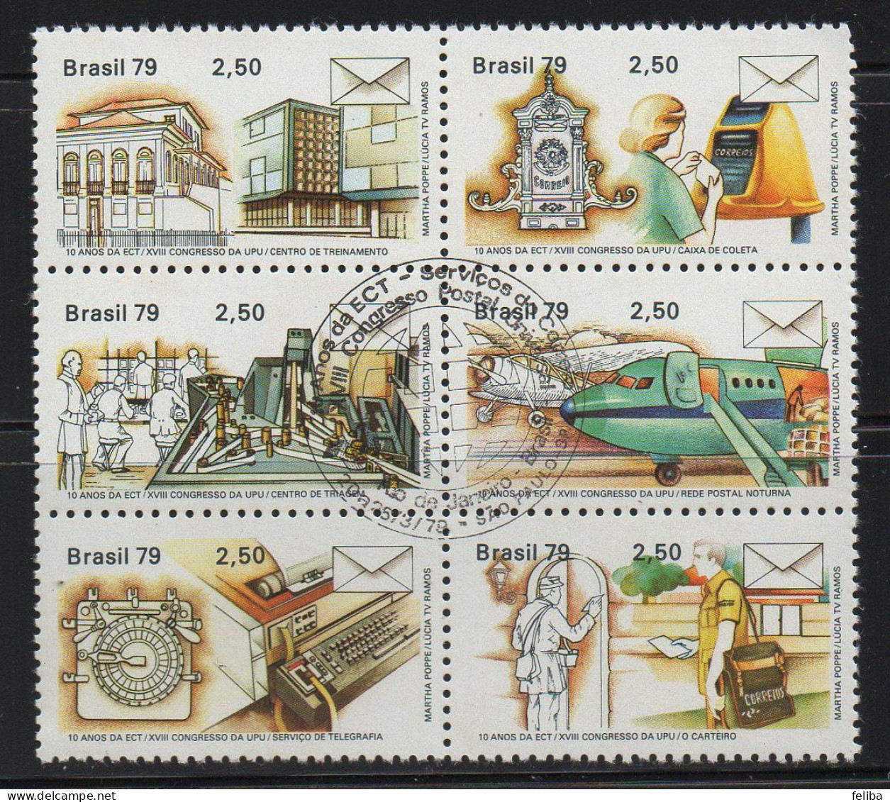 Brazil 1979 First Day Cancel On Block Of 4 - Unused Stamps