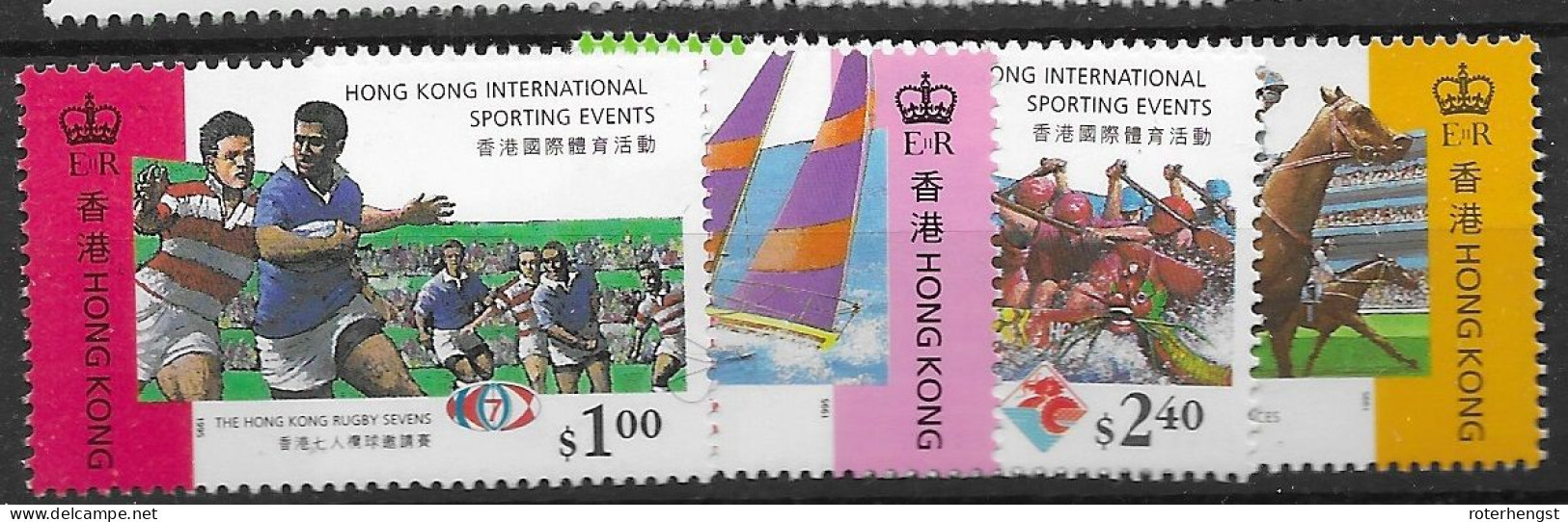 Hong Kong Mnh ** 1995 5,5 Euros Rugby Horses Sailing Dragon Boat - Neufs