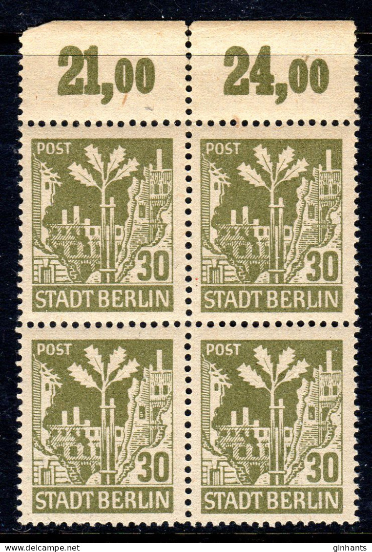 GERMANY BERLIN-BRANDENBURG - 1945 30PF OAK TREE STAMP X 4 WITH MARGIN FINE MNH ** - Berlin & Brandebourg